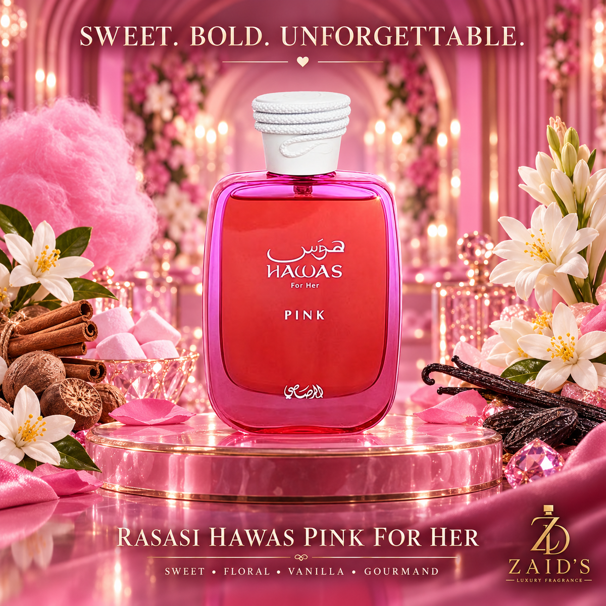 Rasasi Hawas Pink for Her Eau de Parfum 3.4 oz / 100 ml