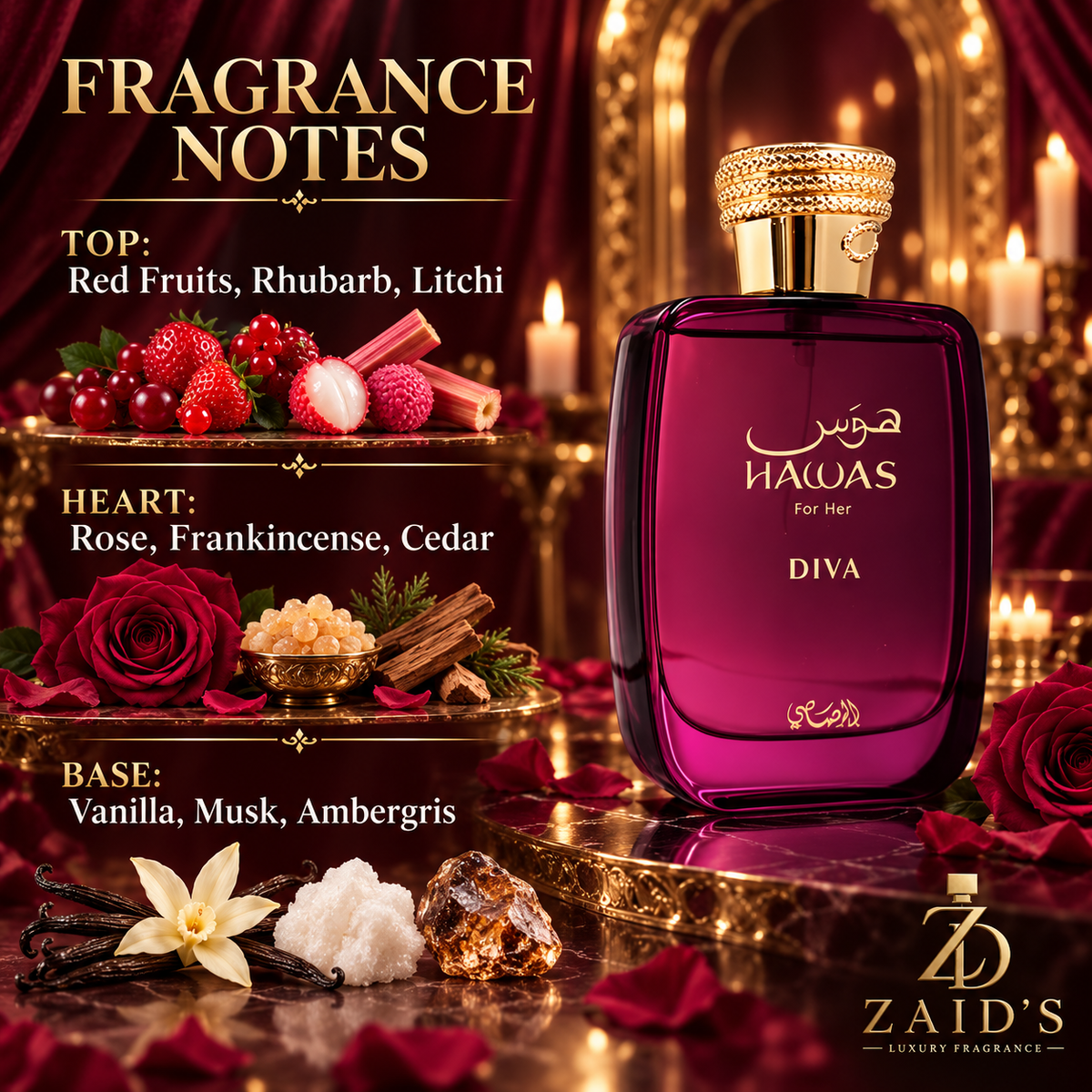 Rasasi Hawas Diva for Her Eau de Parfum 3.4 oz / 100 ml