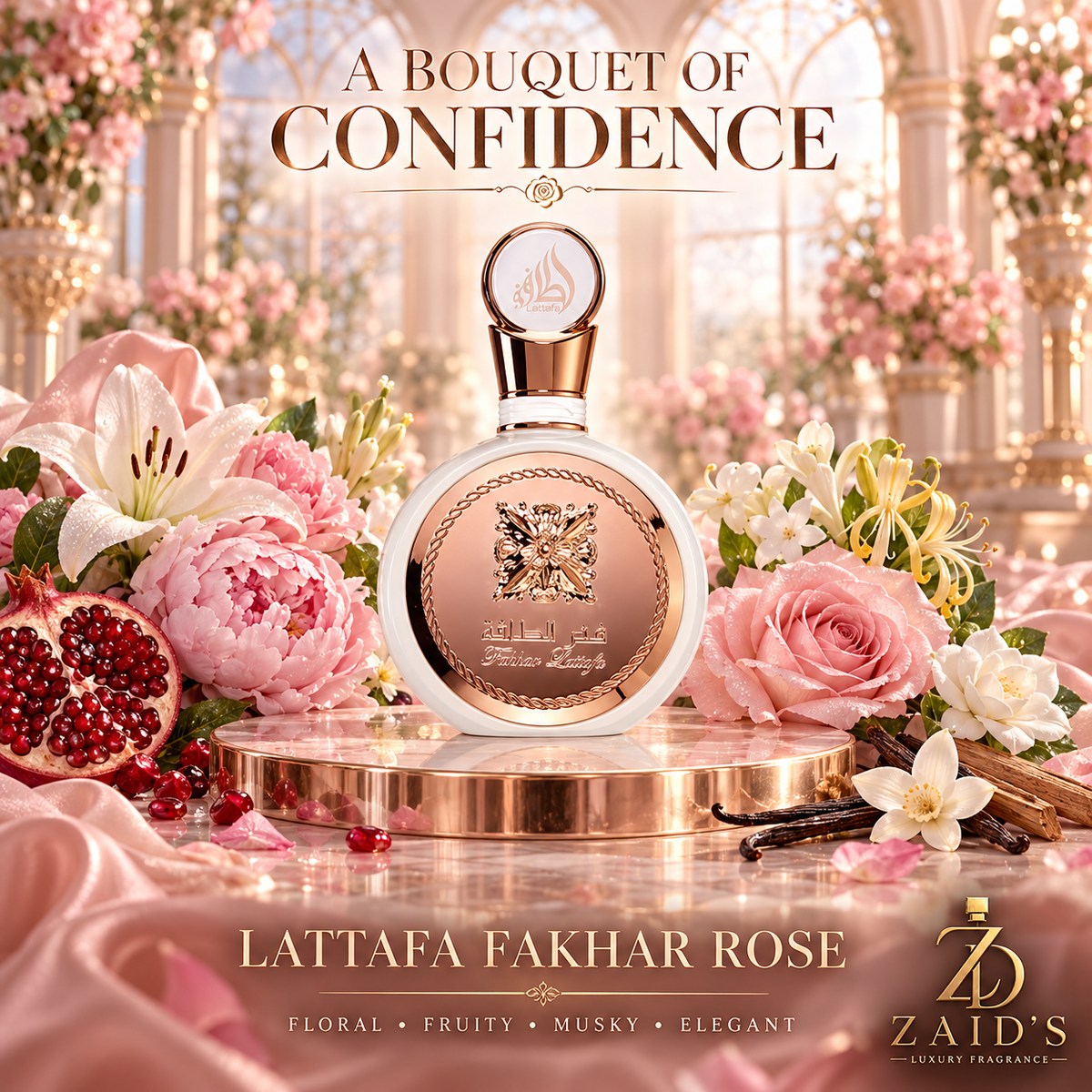 Lattafa Fakhar Rose Eau de Parfum 3.4 oz / 100 ml