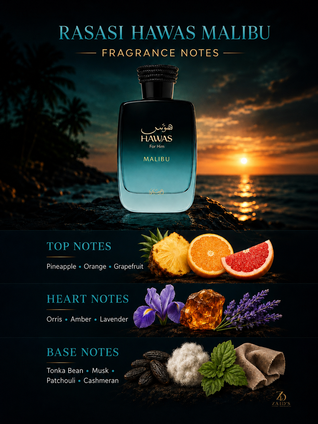 Rasasi Hawas Malibu for Him EDP – 100 ml