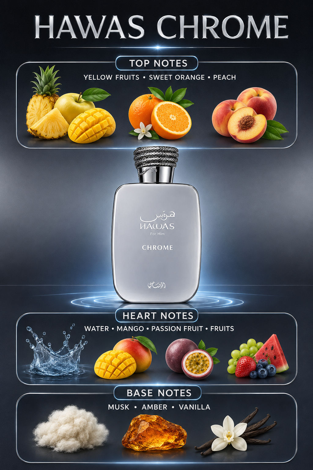 Rasasi Hawas Chrome for Him EDP – 100 ml